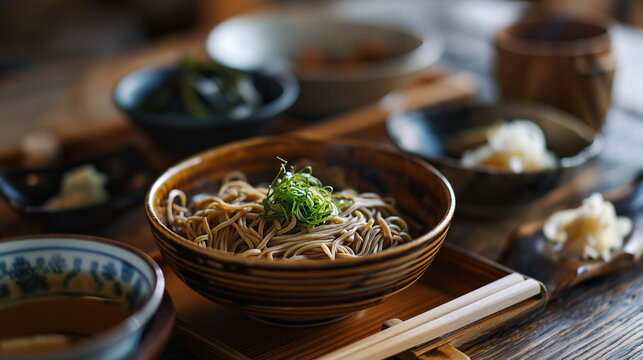Japanese soba noodles set