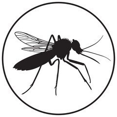 Mosquitoes silhouettes and icons. Black flat color simple elegant white background Mosquitoes animal vector and illustration.	