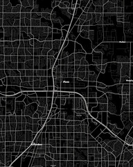 Plano Texas Map, Detailed Dark Map of Plano Texas - obrazy, fototapety, plakaty