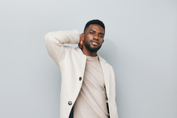 Obraz premium man background black education young american smiling portrait confident african happy emotion smile