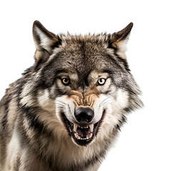Fototapeta premium Photograph Featuring Half Body of a Wild Wolf, Isolated on Transparent Background, PNG