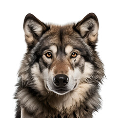 Half Body Depiction of a Wild Wolf in Photo, Isolated on Transparent Background, PNG