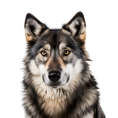 Half Body Portrait of a Wild Wolf, Isolated on Transparent Background, PNG