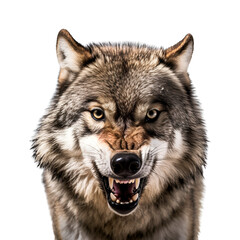 Snapshot of a Wild Wolf, Half Body View, Isolated on Transparent Background, PNG