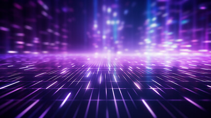 Digital technology abstract background with blurred lights and moving lights, in the style of...