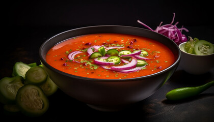 Fresh vegetable soup, a healthy and delicious homemade vegetarian meal generated by AI