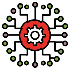 Obraz premium Gears with a circuit board pattern. vektor icon illustation