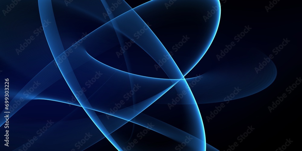 Poster abstract shiny color blue wave design element on dark background. science design