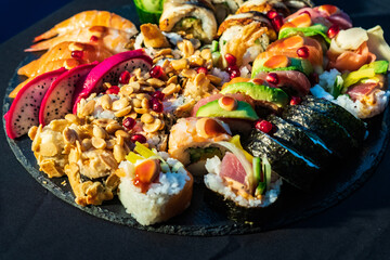 sushi on a plate perfect healthy Japanese food 