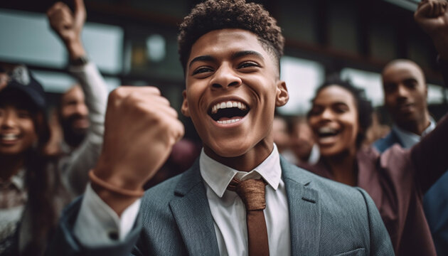 A successful, diverse group of professionals smiling with confidence generated by AI