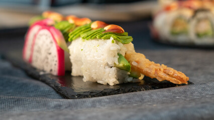 sushi on a plate perfect healthy Japanese food 