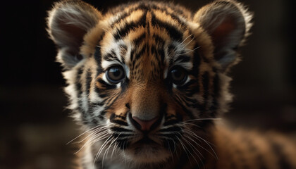 Close up portrait of a cute Bengal tiger staring at camera generated by AI