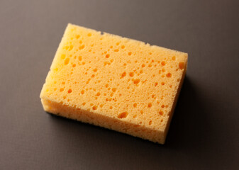 Cleaning sponges on a gray background. Cleaning concept, cleaning service.Top view