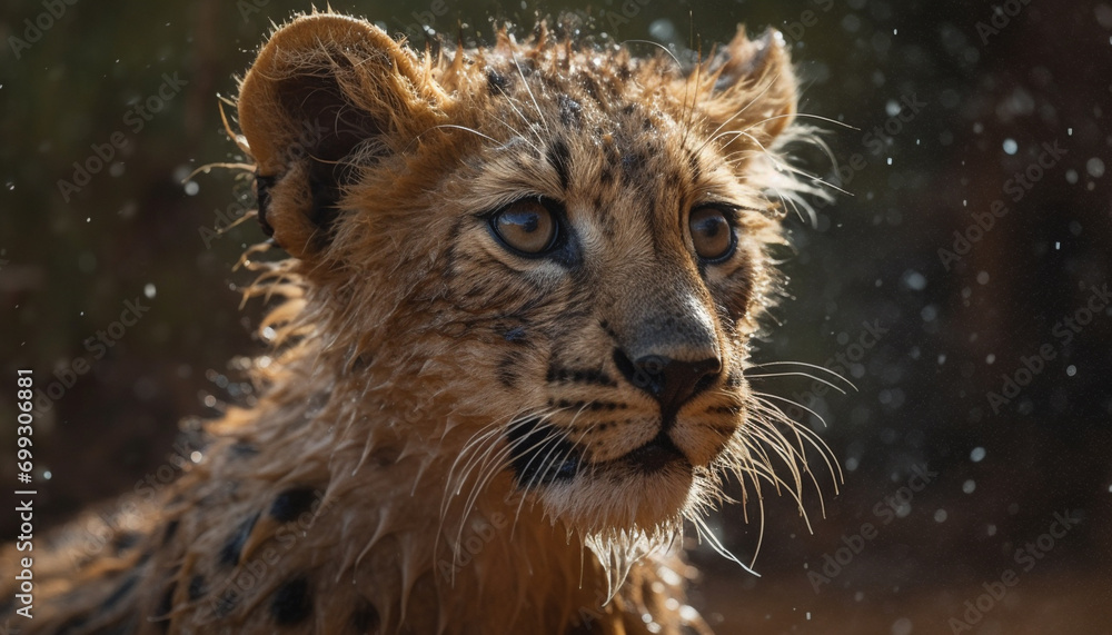 Canvas Prints Majestic lion in the wild, close up, looking at camera generated by AI