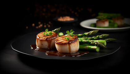 Freshness and gourmet on a plate, a healthy grilled appetizer generated by AI