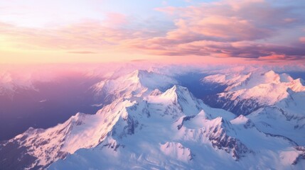 Fototapeta na wymiar Blue Snow Covered Mountain Landscape in Winter. AI generated image
