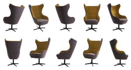 Comfortable office chair isolated on white, set