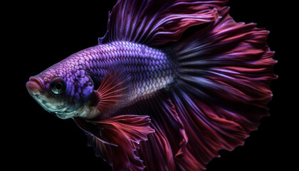 Fototapeta premium The elegant siamese fighting fish swims in a vibrant underwater world generated by AI
