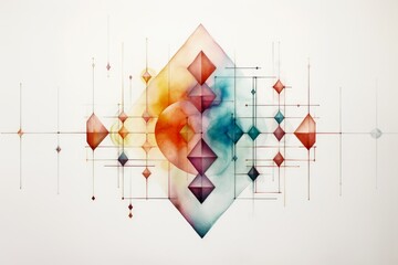 A symbiosis of geometry and watercolor art. - obrazy, fototapety, plakaty