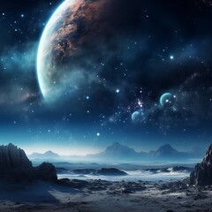 神秘的な宇宙空間と星々