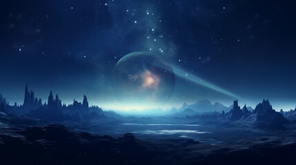 神秘的な宇宙空間と星々