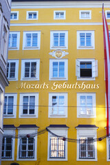 The birthplace of Wolfgang Amadeus Mozart in Salzburg, Austria. Mozart Birthplace or Mozart...