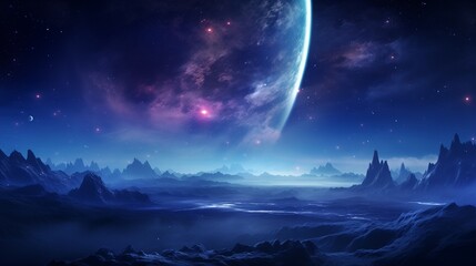 神秘的な宇宙空間と星々