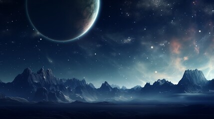 神秘的な宇宙空間と星々