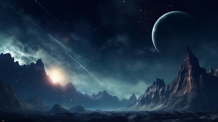 神秘的な宇宙空間と星々