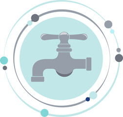 Water faucet graphic icon symbol with transparent background