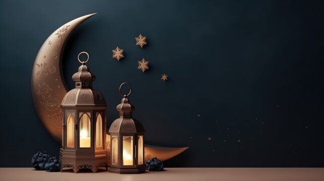 Islamic decoration background for ramadan kareem and eid al fitr adha. AI generated image