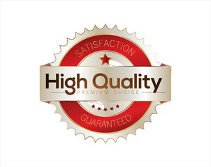 Premium Quality golden badge isolated on white background vector illustration  