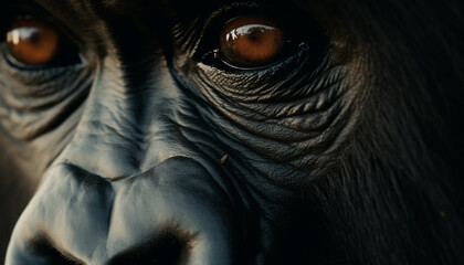 Sadness in the eyes of an endangered primate in Africa generated by AI