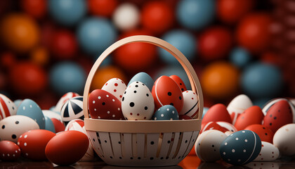 Decorative Easter Eggs in a Basket Modern design AI Generated 