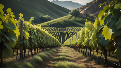 Vineyard for wine grapes In the hills