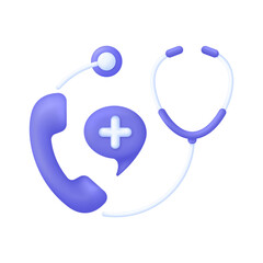 3D Doctor on call icon. First aid medicine and emergency call to hospital. Emergency call, medicine, healthcare