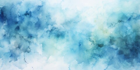a blue watercolor background with white spots, in the style of light azure and white, shaped canvas
