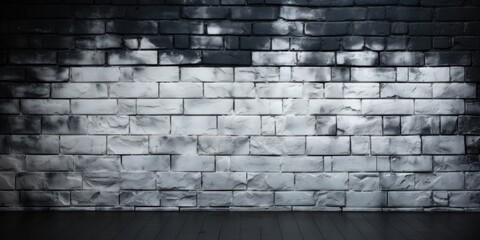 a black brick wall with white bricks, in the style of dark atmosphere, shaped canvas, stone, photo-realistic hyperbole, eye-catching, rectangular fields