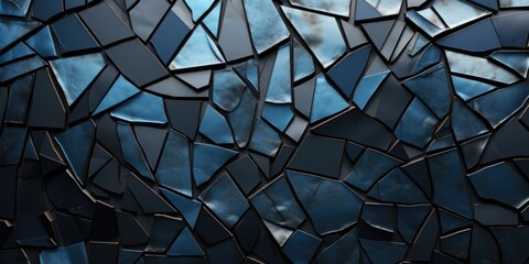 black metal surface wall template background, in the style of cubist fragmentation of form, light indigo and dark black, intricately textured - obrazy, fototapety, plakaty