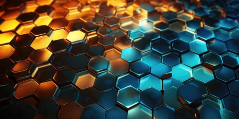 mosaic art wallpaper hexagon hexagon background, in the style of glowing lights, dark amber and...