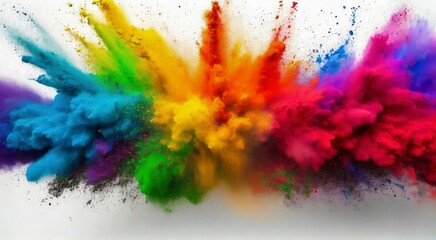 Explosion of Creativity: Vibrant Powder Paint Burst in Spectacular Colors - Dynamic, Energetic, High-Vibrancy Abstract Art