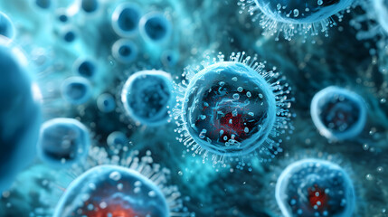 Obraz premium Cell abstract concept. Microorganisms under microscope