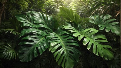 Fototapeta na wymiar Tropical Leaves Background Wallpaper