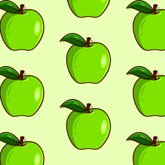 Vector seamless texture with a pattern of green apples