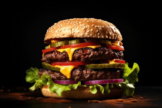 A cheeseburger with lettuce and tomato burger