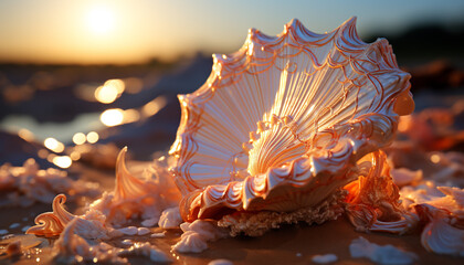 Nature beauty in summer close up of aquatic animal shell generated by AI