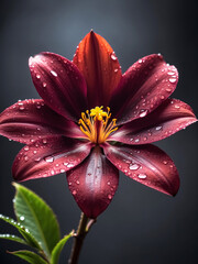Vibrant, Colorful and Detailed  Close-Up of Blooming Flowers Adorned with Glistening Raindrops