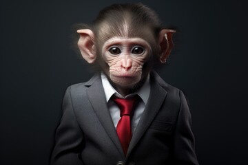 Fototapeta premium Monkey in a business suit with a serious expression