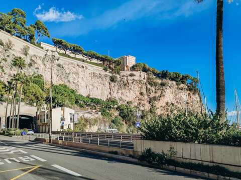 Cityscape in Monaco in the Fontvieille area near the cliff