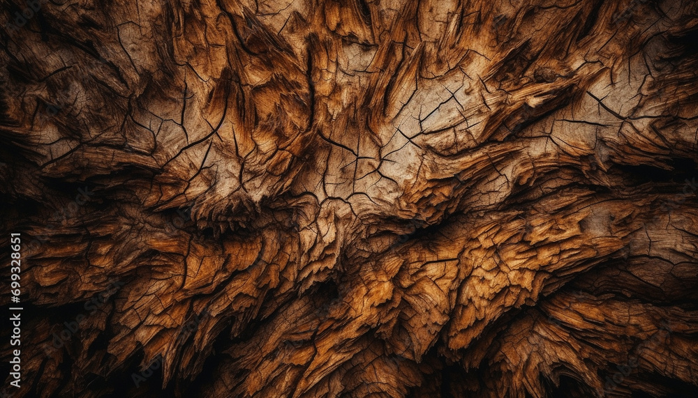 Poster nature abstract design old, dark forest with rotting tree trunk generated by ai